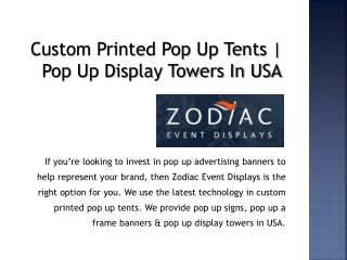 Custom Printed Pop Up Tents | Pop Up Display Towers In USA