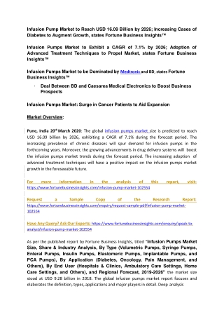 Infusion Pump Market Trends, Challenges and Growth Drivers Analysis 2026