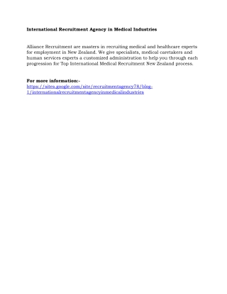 International Recruitment Agency in Medical Industries
