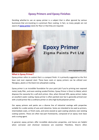 Epoxy primers and epoxy finishes at Best Price