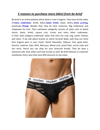 5 reasons to purchase mens bikini from be-brief