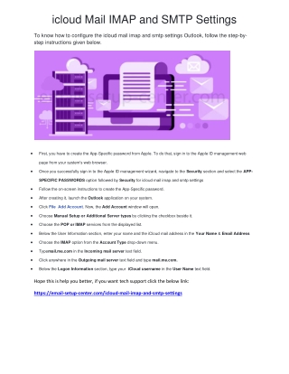 iCloud Mail IMAP And SMTP Server Settings