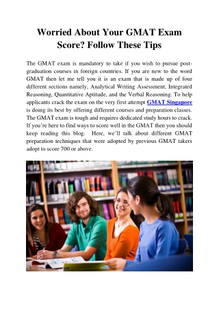 Worried About Your GMAT Exam Score? Follow These Tips