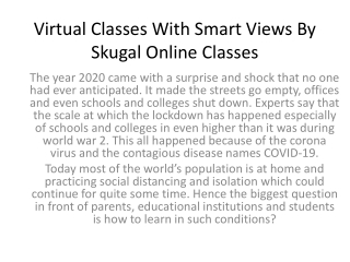 Virtual Classes With Smart Views By Skugal Online Classes