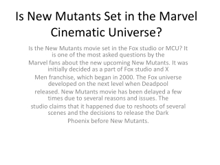 Is New Mutants Set in the Marvel Cinematic Universe?