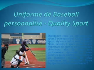 Uniforme de Baseball personnalisé - Quality Sport