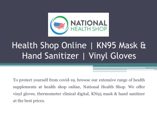 Health Shop Online | KN95 Mask & Hand Sanitizer | Vinyl Gloves