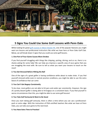 5 Signs You Could Use Some Golf Lessons with Penn Oaks