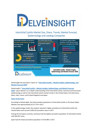 Interstitial Cystitis Market Size, Share, Trends, Market forecast, Epidemiology and Leading Companies