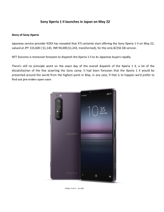 Sony Xperia 1 II launches in Japan on May 22
