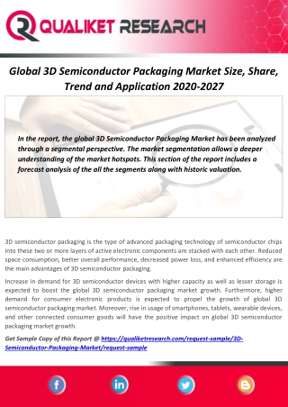 3D Semiconductor Packaging Market Thriving worldwide |Top Key Players Analysis,SWOT Analysis Segmentation, Applications