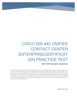 Actual Cisco 500-440 Unified Contact Center EnterpriseCertification Practice Test