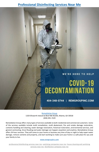 Professional Disinfecting Services Near Me