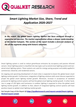 Global Smart Lighting Market Application,Regional Trend,Technology, Application and Manufacturers Upcoming Projections 2
