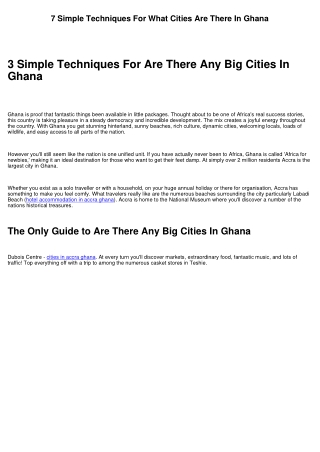 What Cities Are There In Ghana - The Facts