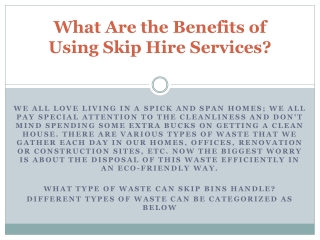 What Are the Benefits of Using Skip Hire Services?