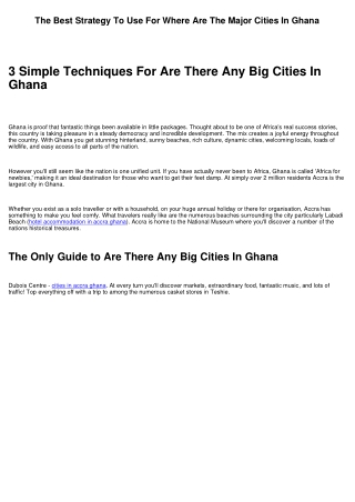 Getting The How Many Big Cities In Ghana To Work