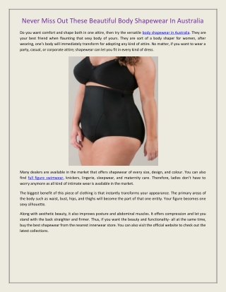 Never Miss Out These Beautiful Body Shapewear In Australia
