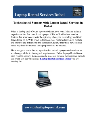 Technological Support with Laptop Rental Services in Dubai