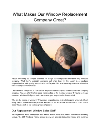 What Makes Our Window Replacement Company Great