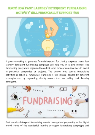 Know How Fast Laundry Detergent Fundraising Activity Will Financially Support You