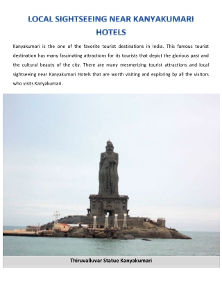 Neighboring Tourism Attractions Next To Kanyakumari Hotels