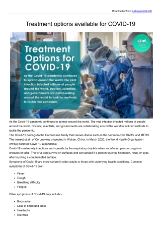Treatment options available for COVID-19