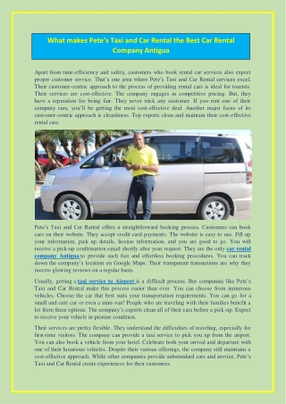 What makes Pete’s Taxi and Car Rental the Best Car Rental Company Antigua