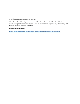 A quick guide on online data entry services