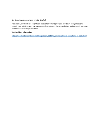 Are Recruitment Consultants in India Helpful?