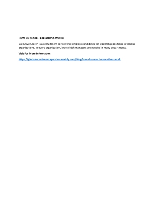 HOW DO SEARCH EXECUTIVES WORK?