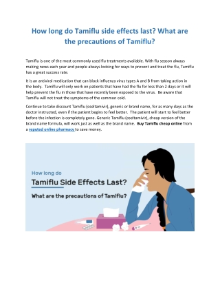 What are the major side effects of Tamiflu? How long do they last?