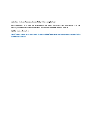 Make Your Business Approach Successful By Outsourcing Software