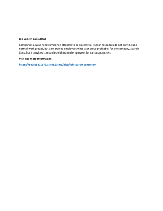 Job Search Consultant