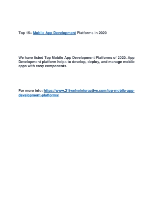 Top 15  Mobile App Development Platforms in 2020