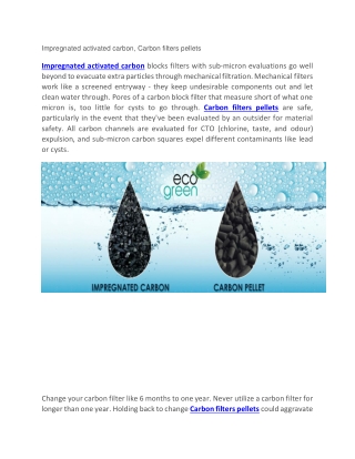 Impregnated activated carbon, Carbon filters pellets-Ecogreen