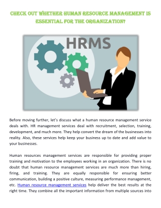 Check Out Whether Human Resource Management Is Essential For The Organization?