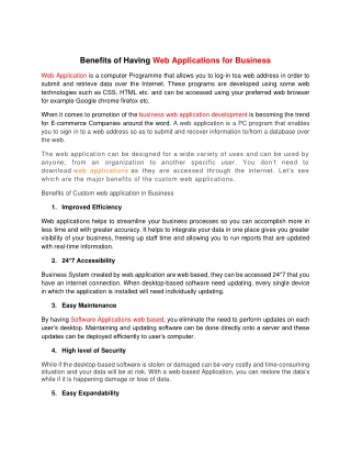 Benefits of Having Web Applications for Business