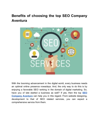 Benefits of choosing the top SEO Company Aventura