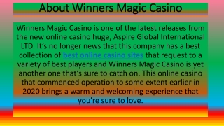 Winners Magic Casino - Best New Casino Site UK - Get 25 Spins Bonus