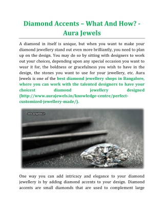 Diamond Accents – What And How - Aura Jewels