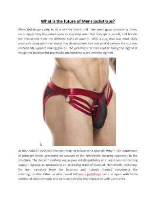 What is the future of Mens jockstraps?