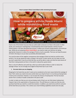 How to prepare ethnic foods Miami while minimizing food waste