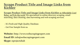 Scrape Product Title and Image Links from Kichler