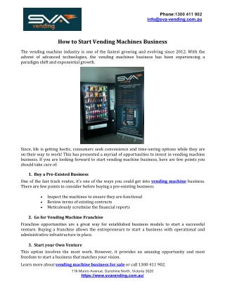 How to Start Vending Machines Business