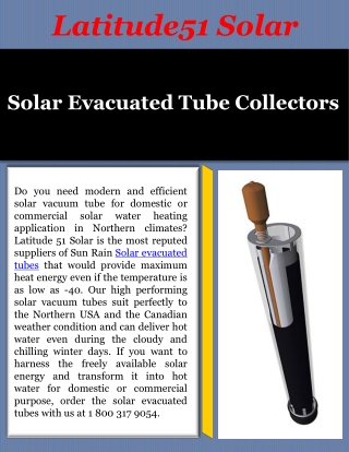 Solar Evacuated Tube Collector