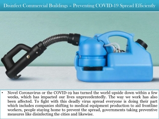 Disinfect Commercial Buildings – Preventing COVID-19 Spread Efficiently