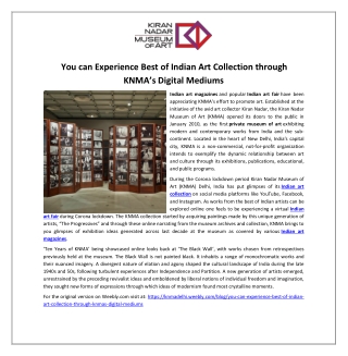 You can Experience Best of Indian Art Collection through KNMA’s Digital Mediums