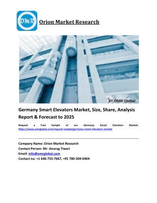 Germany Smart Elevators Market Growth, Size, Share, Industry Report and Forecast 2019-2025