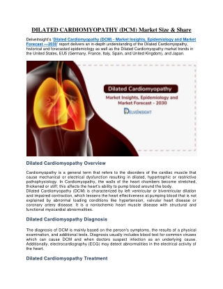 Dilated Cardiomyopathy (DCM) - Market Insights, Epidemiology and Market Forecast 2030